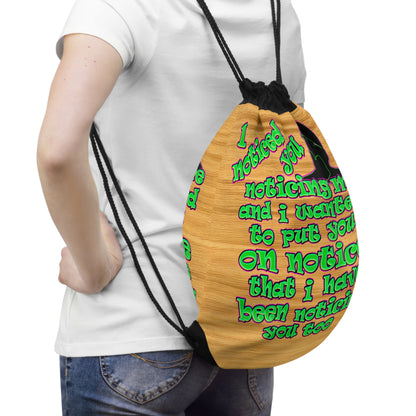noticed you noticing - Drawstring Bag (butterscotch wood finish)