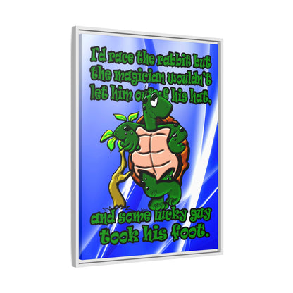 turtle race - framed canvas art (blue-white wave)