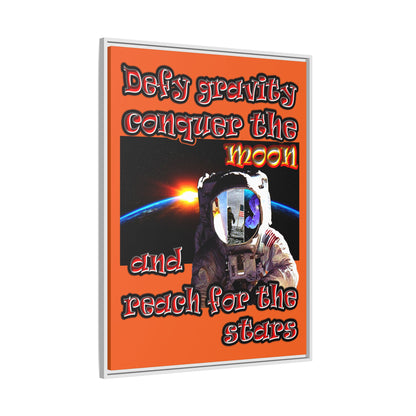 defy conquer reach - framed canvas art (orange)