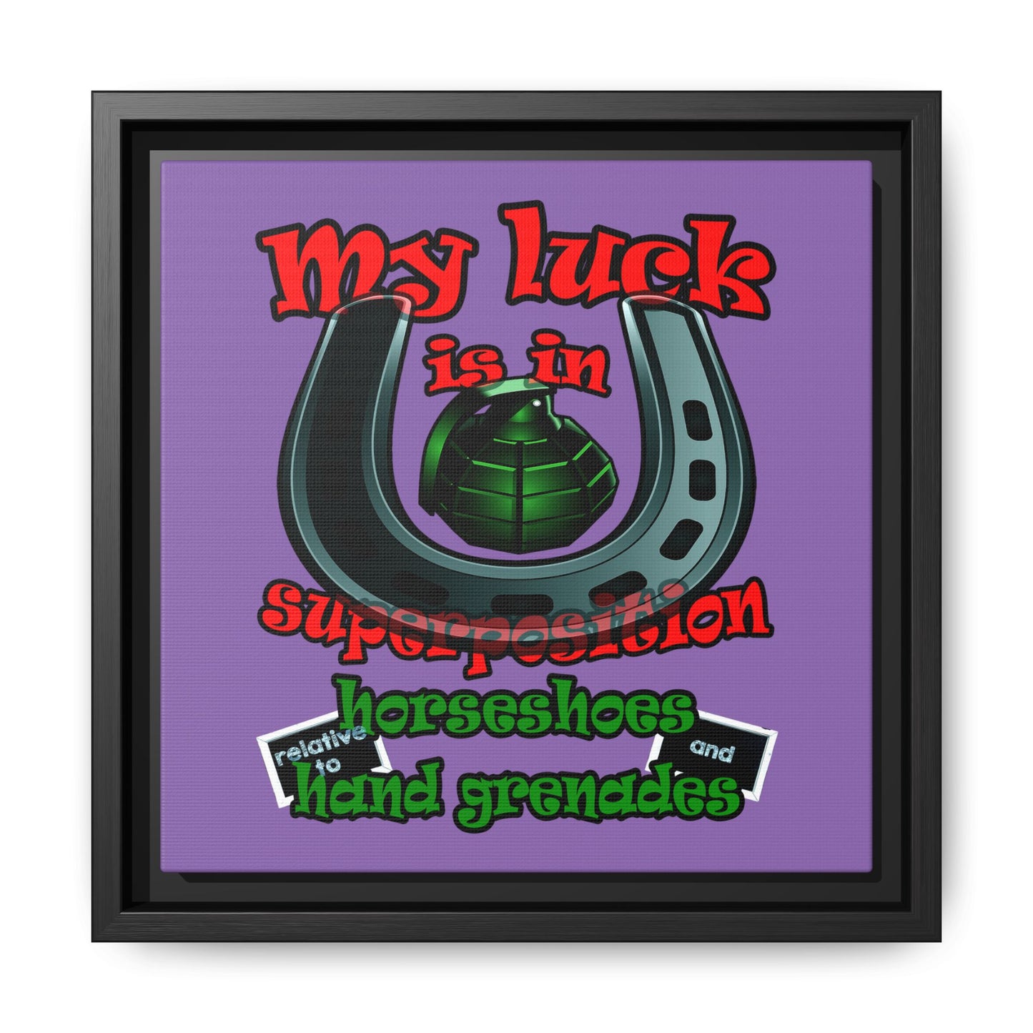 my luck - framed canvas art (light purple)