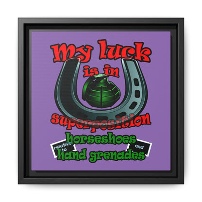 my luck - framed canvas art (light purple)