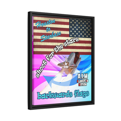 shoot for the stars - framed canvas art (light blue-pink wave)