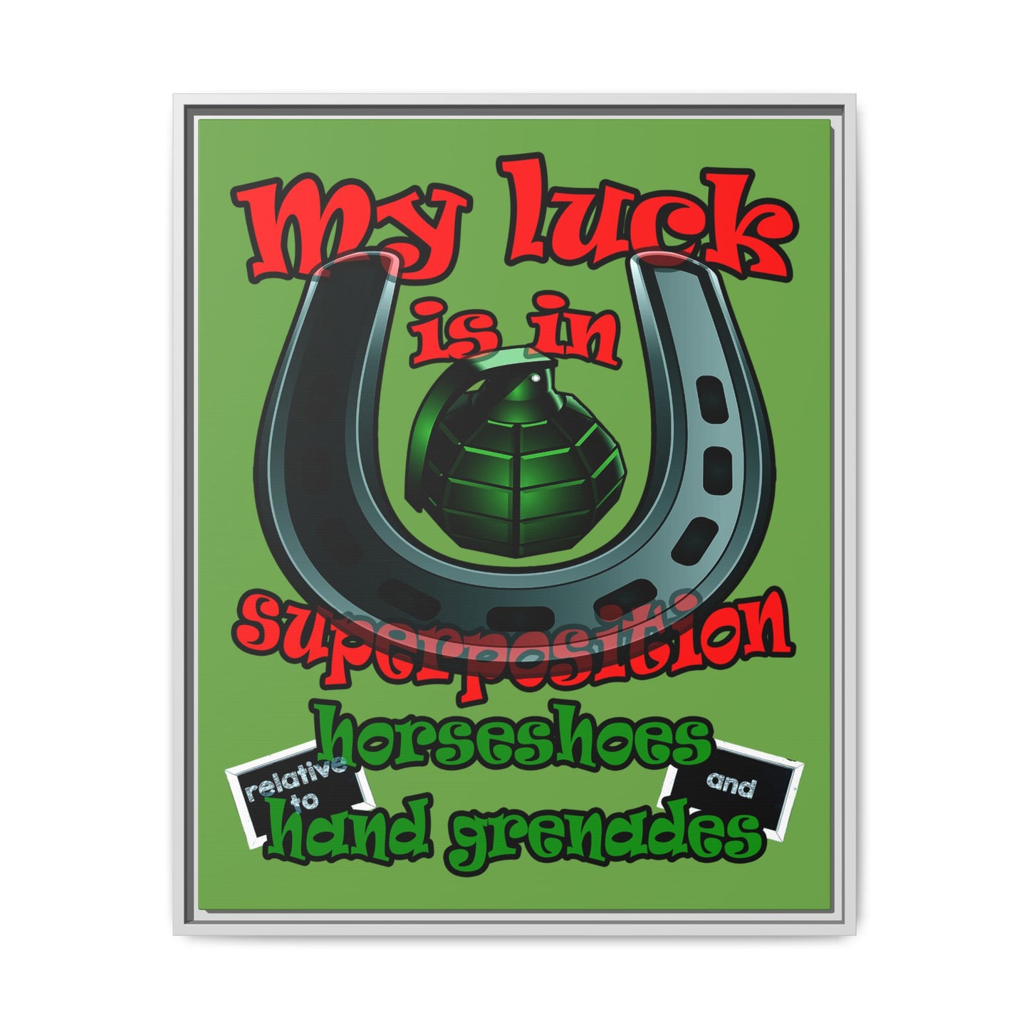 my luck - framed canvas art (green)