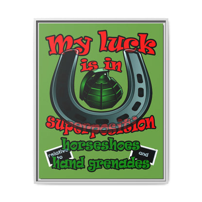 my luck - framed canvas art (green)