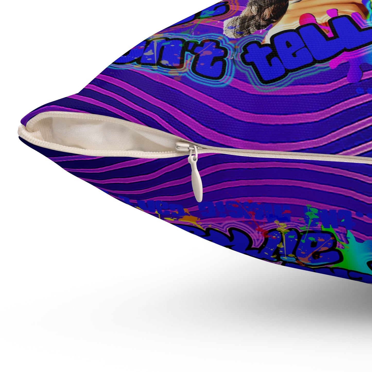 drop the beat - Spun Polyester Square Pillow - (purple wave)