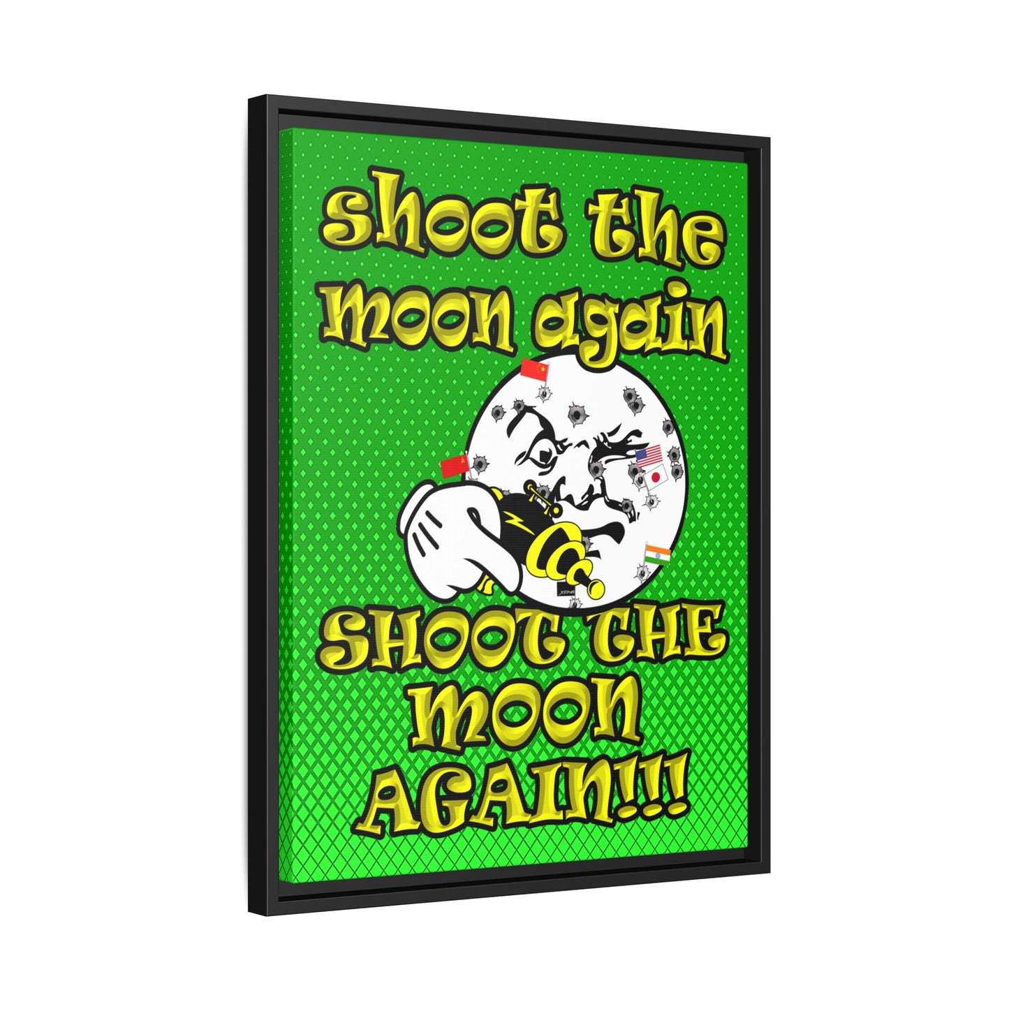 shoot the moon again - framed canvas art (logo green)