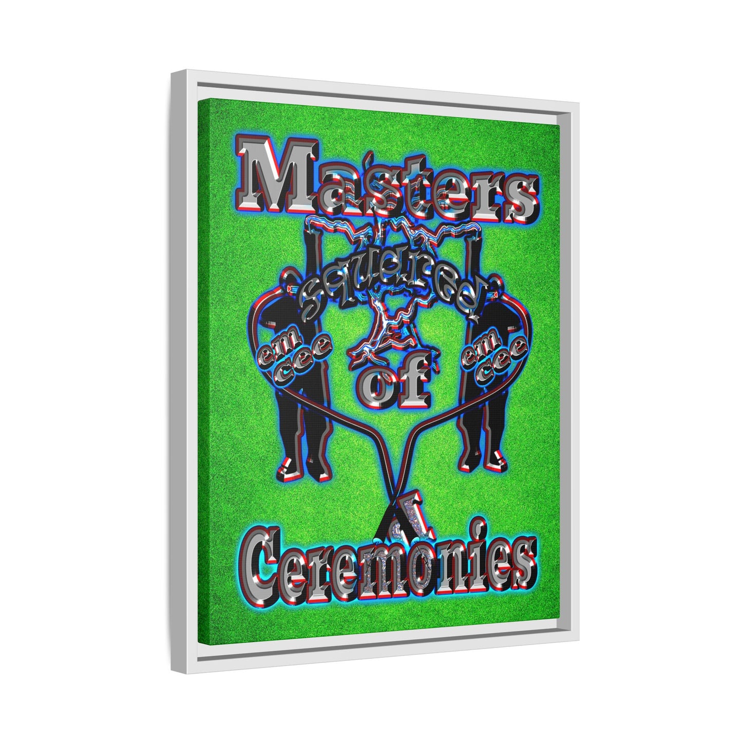 em cee squared - framed canvas art (green turf)