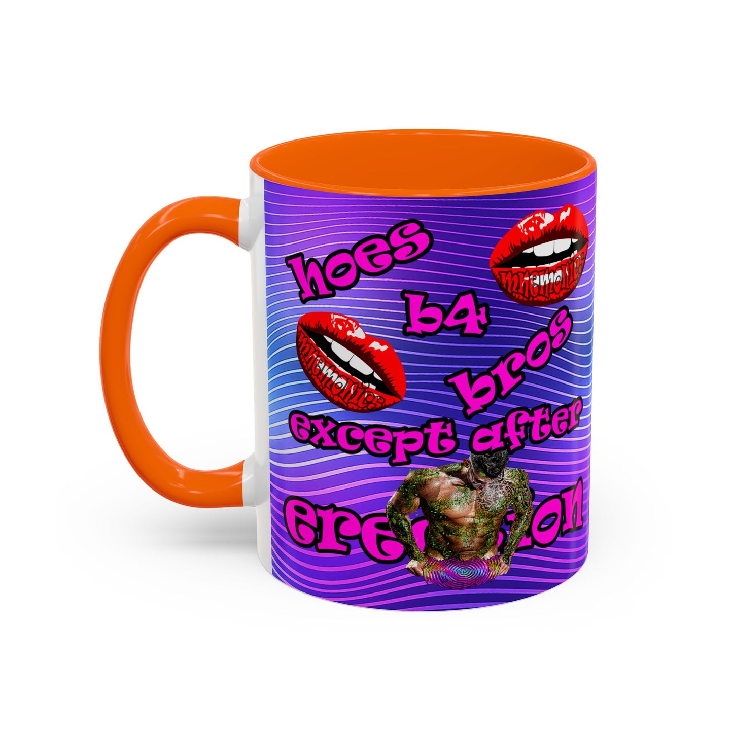 hoes b4 bros - Accent Mug (purple wave)