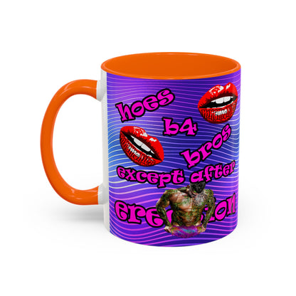hoes b4 bros - Accent Mug (purple wave)