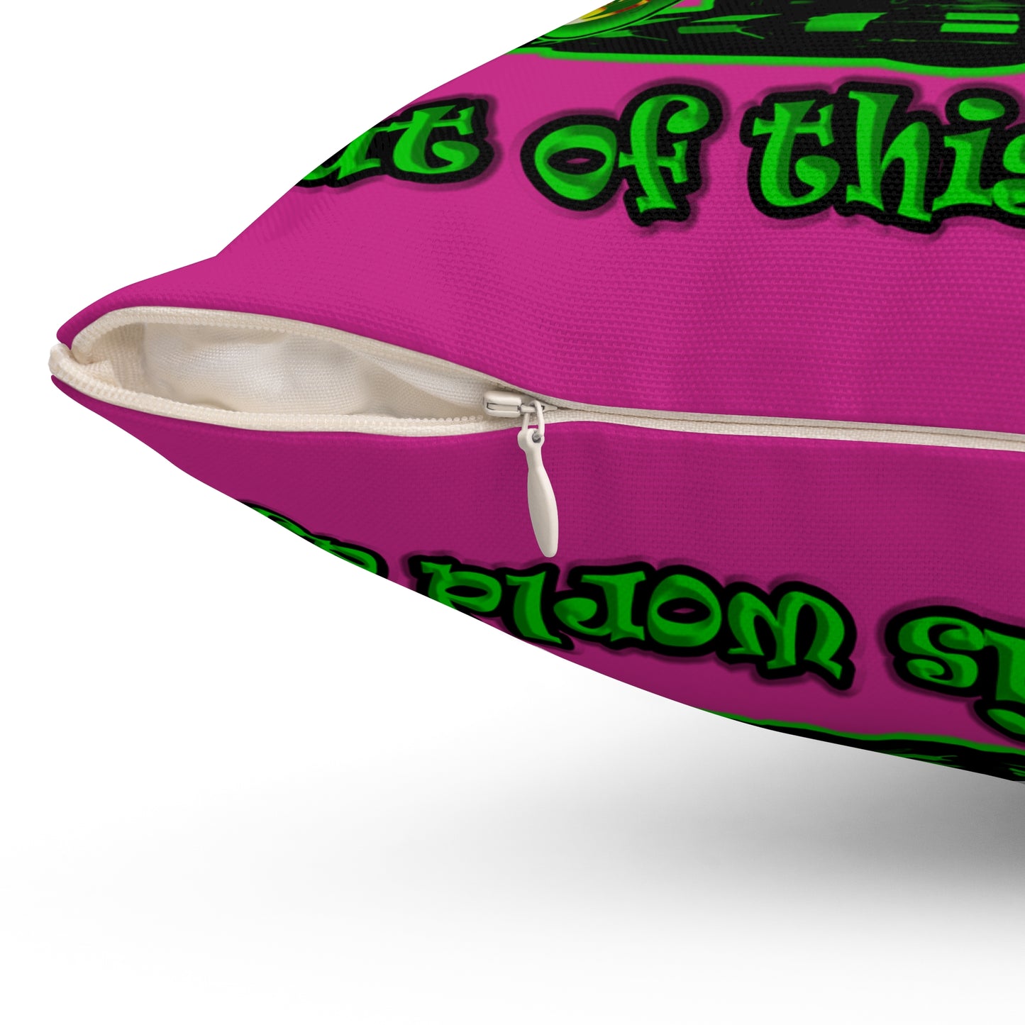 disc jockey - Spun Polyester Square Pillow - (pink)