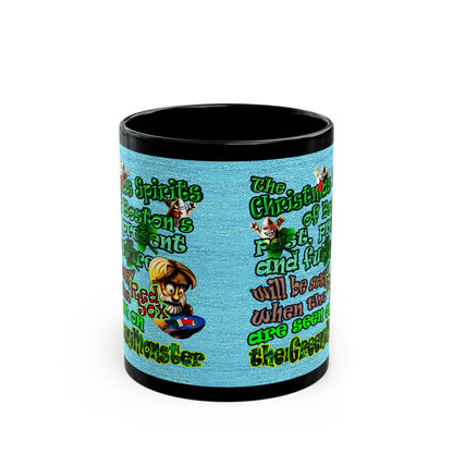christmas spirits of boston - Black Mug (faded blue)