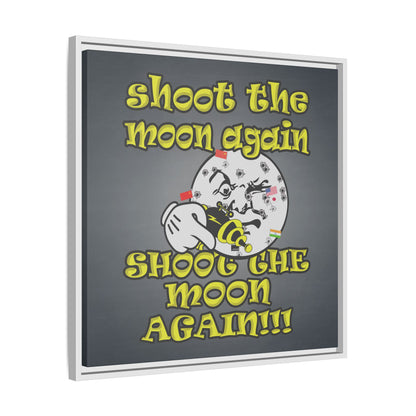 shoot the moon again - framed canvas art (grey-light grey)
