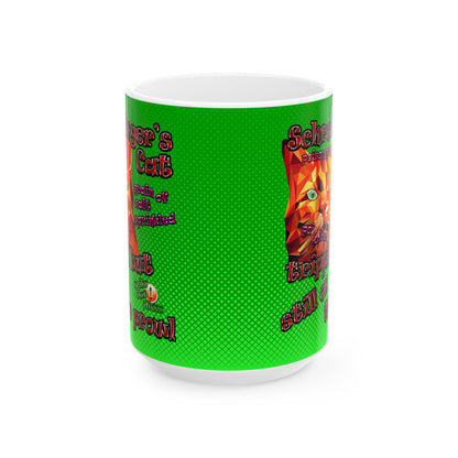 schrodinger's cat - White Mug (logo green)
