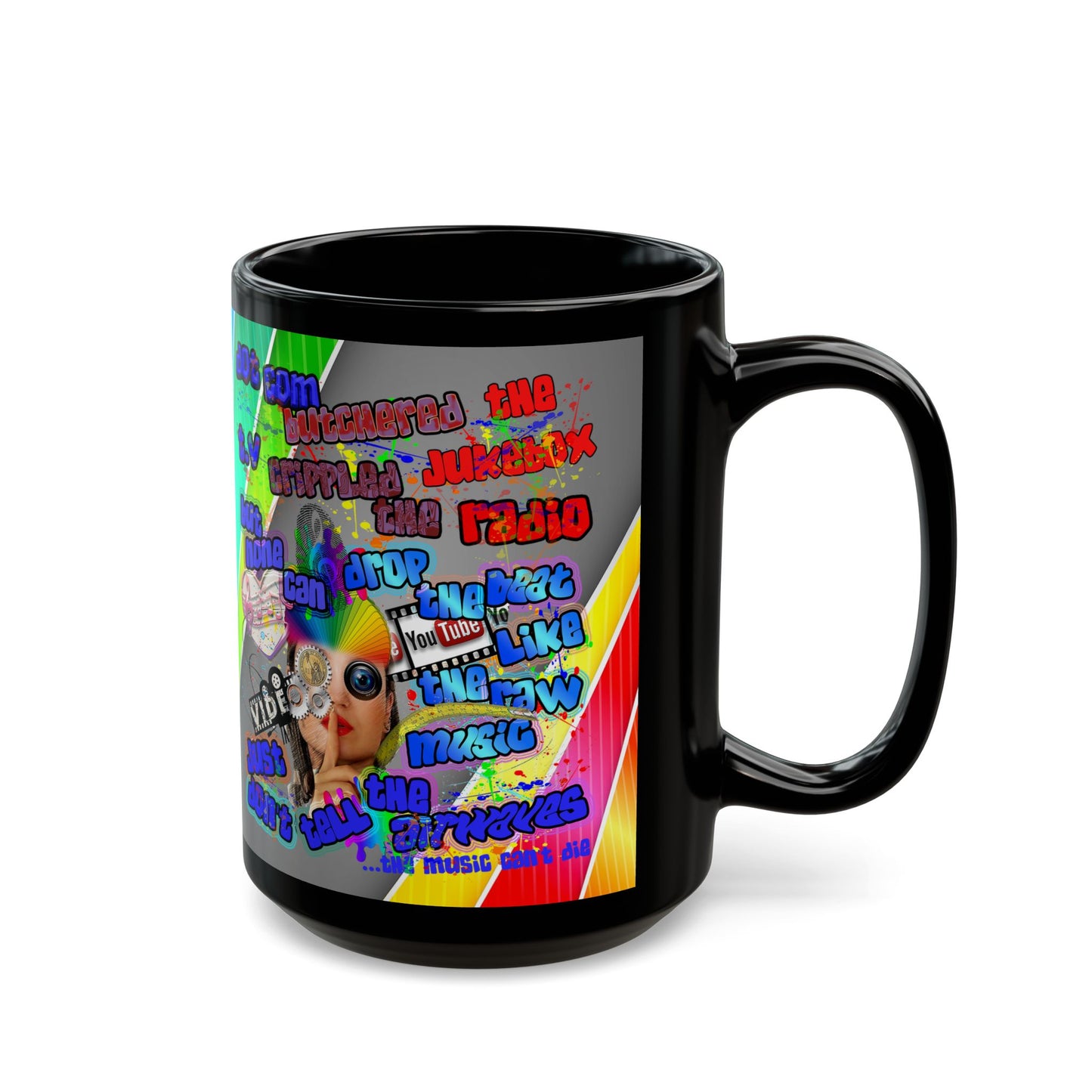 drop the beat - Black Mug (rainbow split)