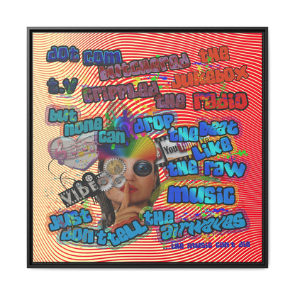drop the beat - framed canvas art (yellow-orange wave)