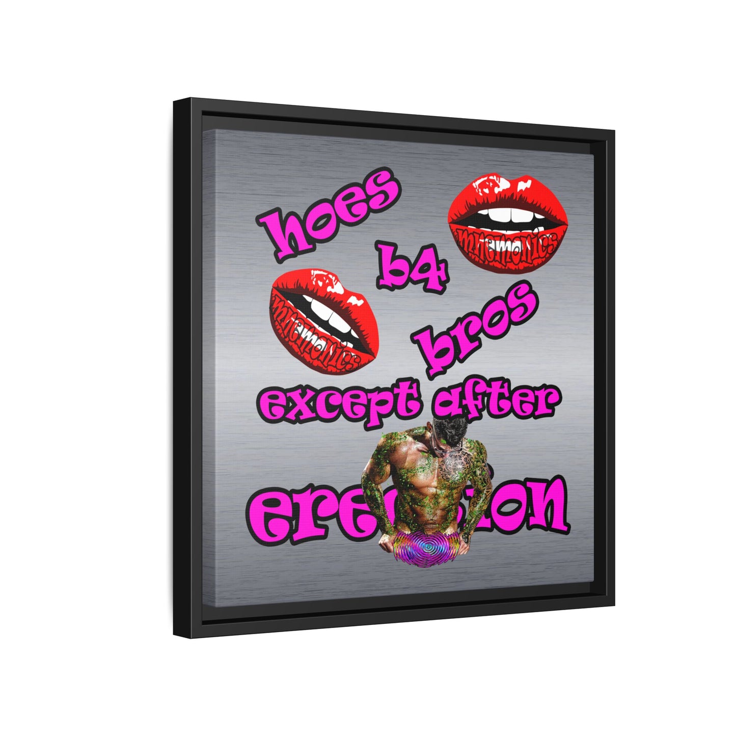 hoes b4 bros - framed canvas art (brushed nickel)