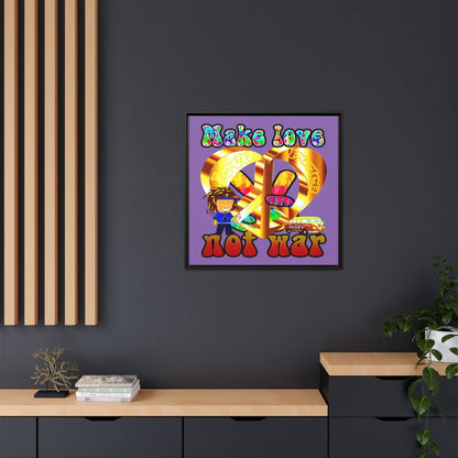 love peace - framed canvas art (light purple)