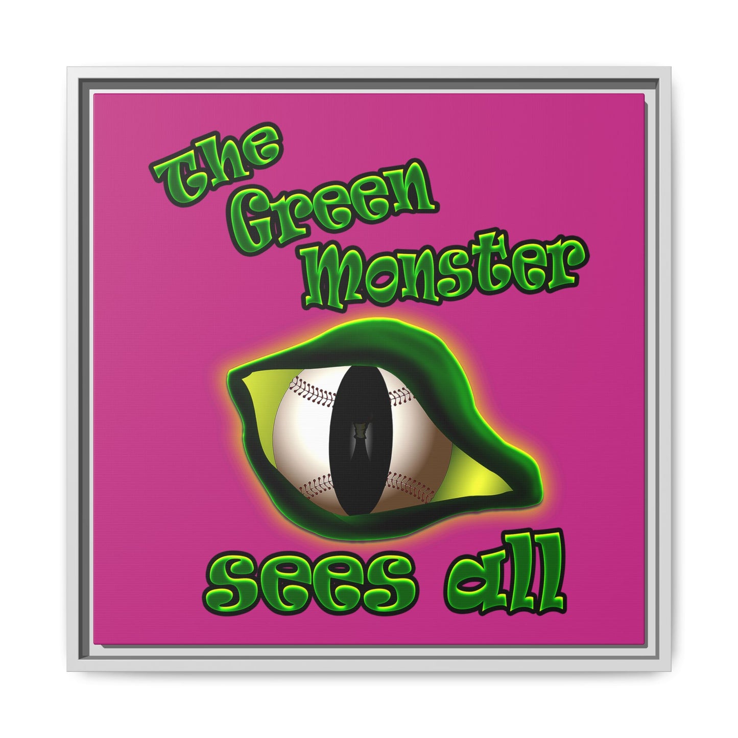 green monster - framed canvas art (pink)