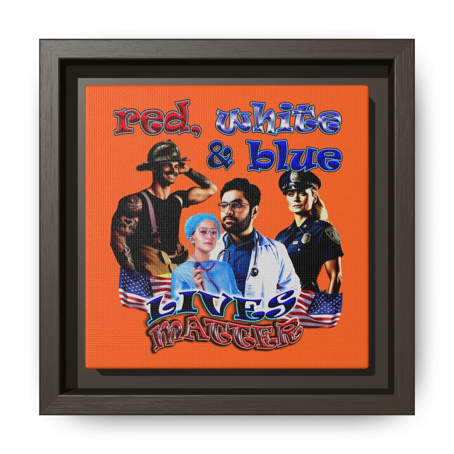 rw&b lives matter - framed canvas art (orange)