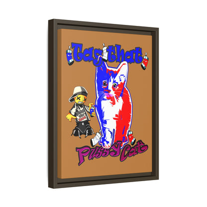 tag that - framed canvas art (light brown)