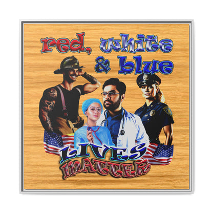 rw&b lives matter - framed canvas art (butterscotch wood finish)