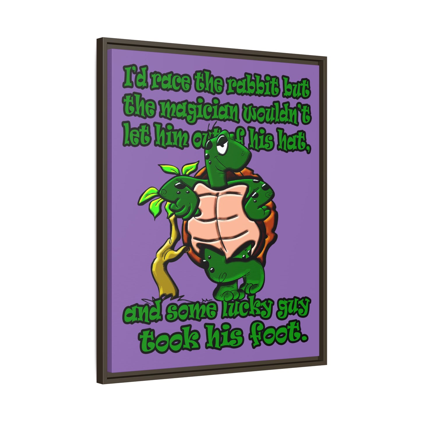 turtle race - framed canvas art (light purple)
