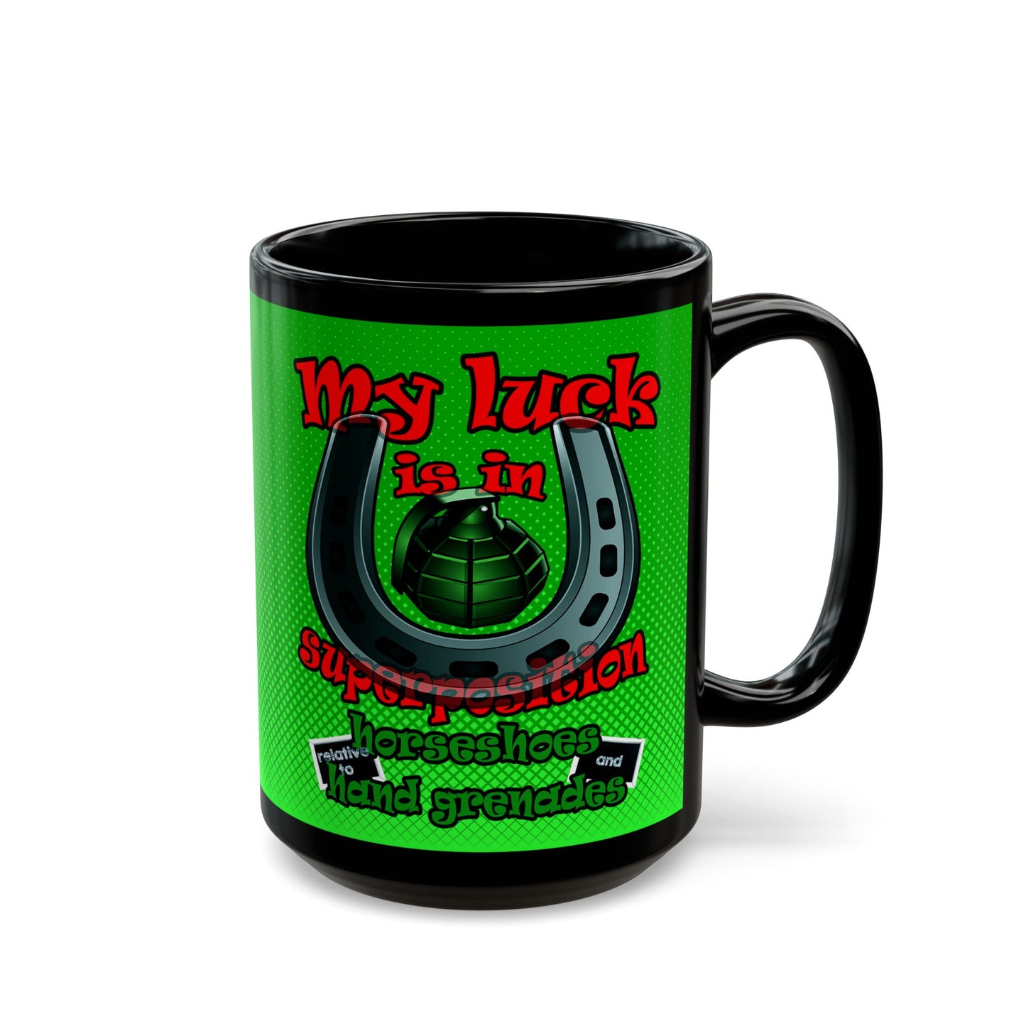 my luck - Black Mug (logo green)