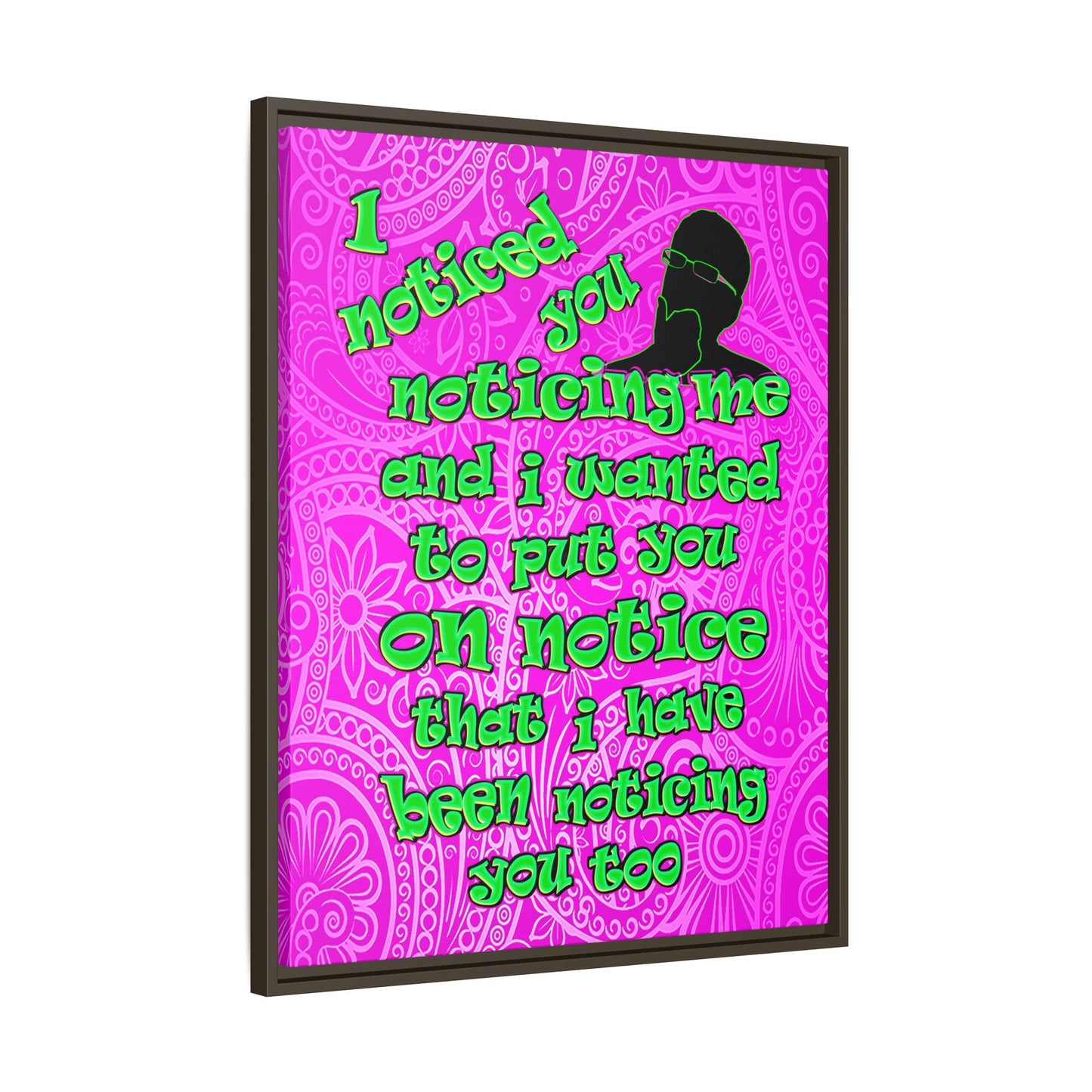 noticed you noticing - framed canvas art (pink swirl)