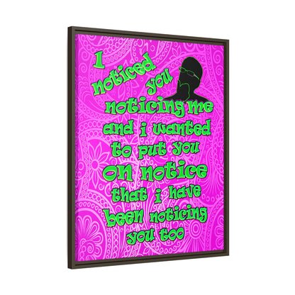 noticed you noticing - framed canvas art (pink swirl)