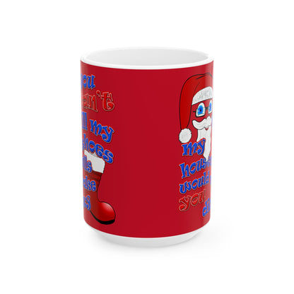 santa's shoes - White Mug (dark red)