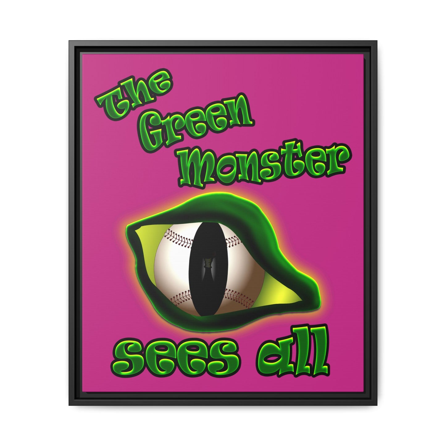 green monster - framed canvas art (pink)