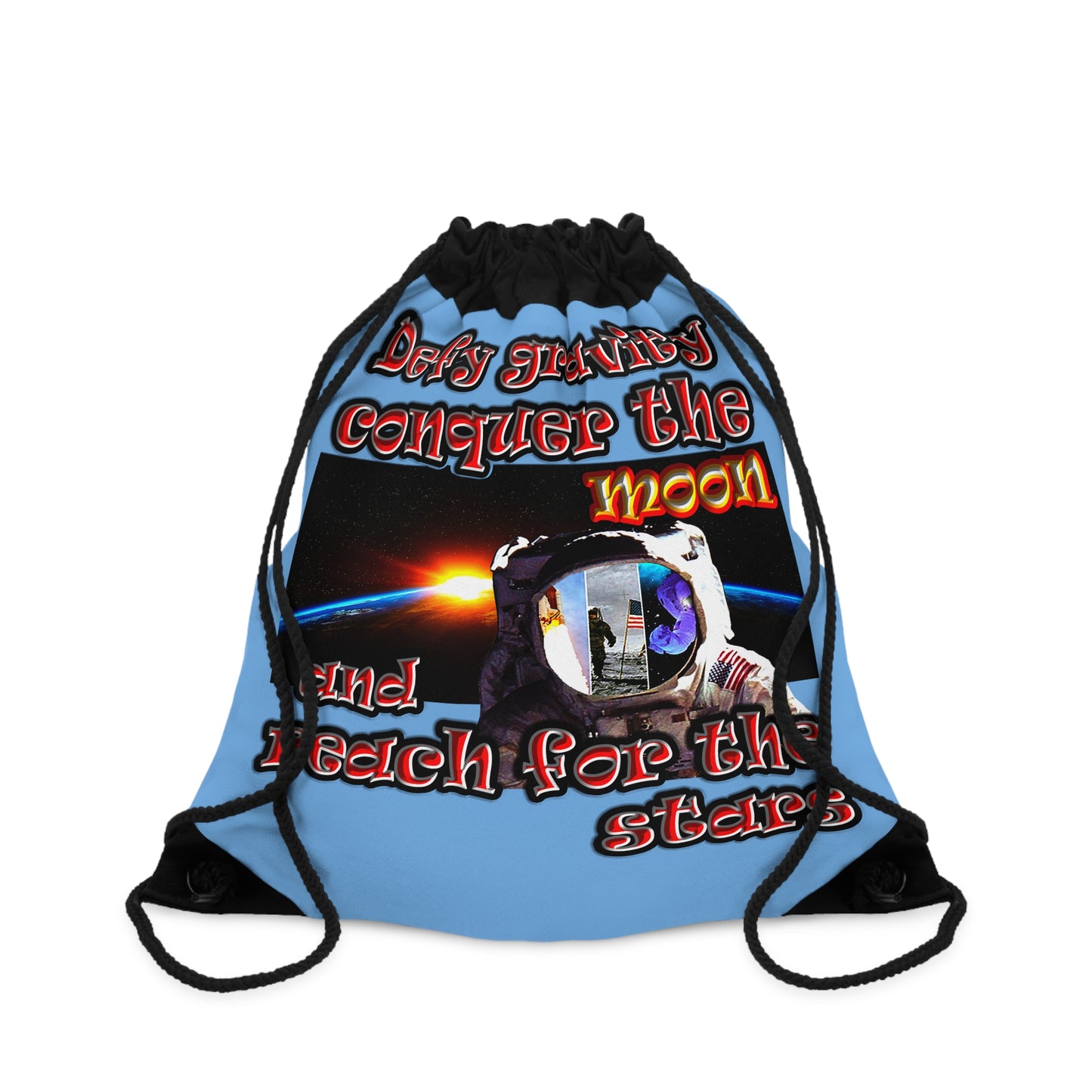 defy conquer reach - Drawstring Bag (light blue)