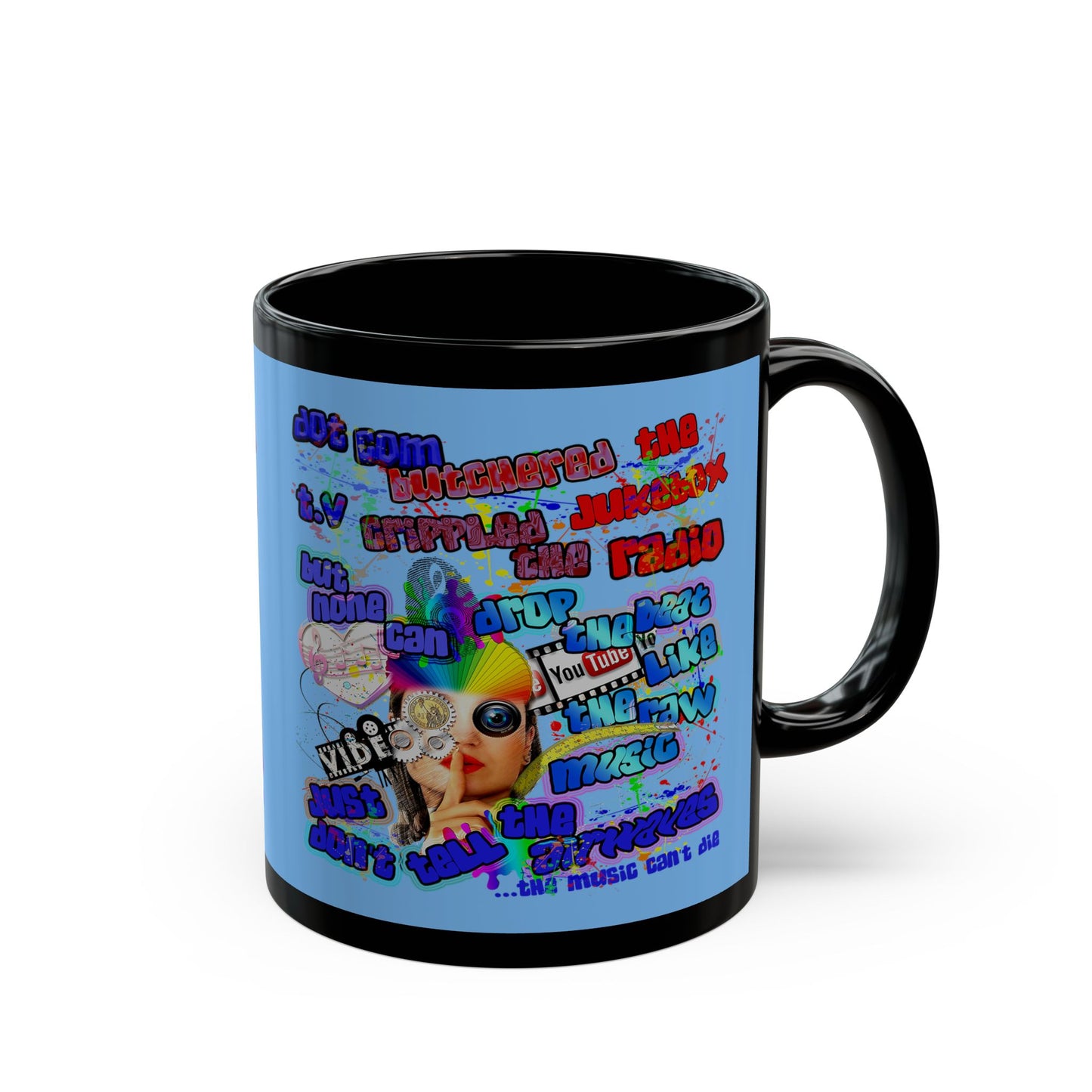 drop the beat - Black Mug (light blue)