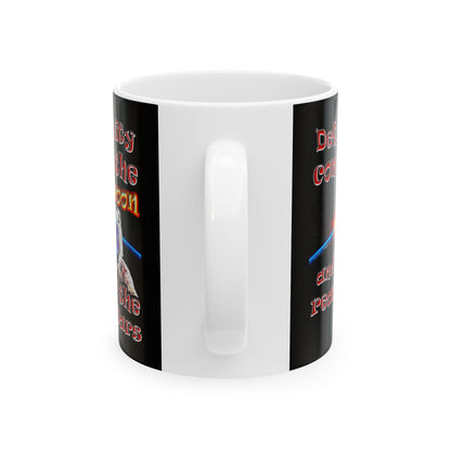defy conquer reach - White Mug (black)