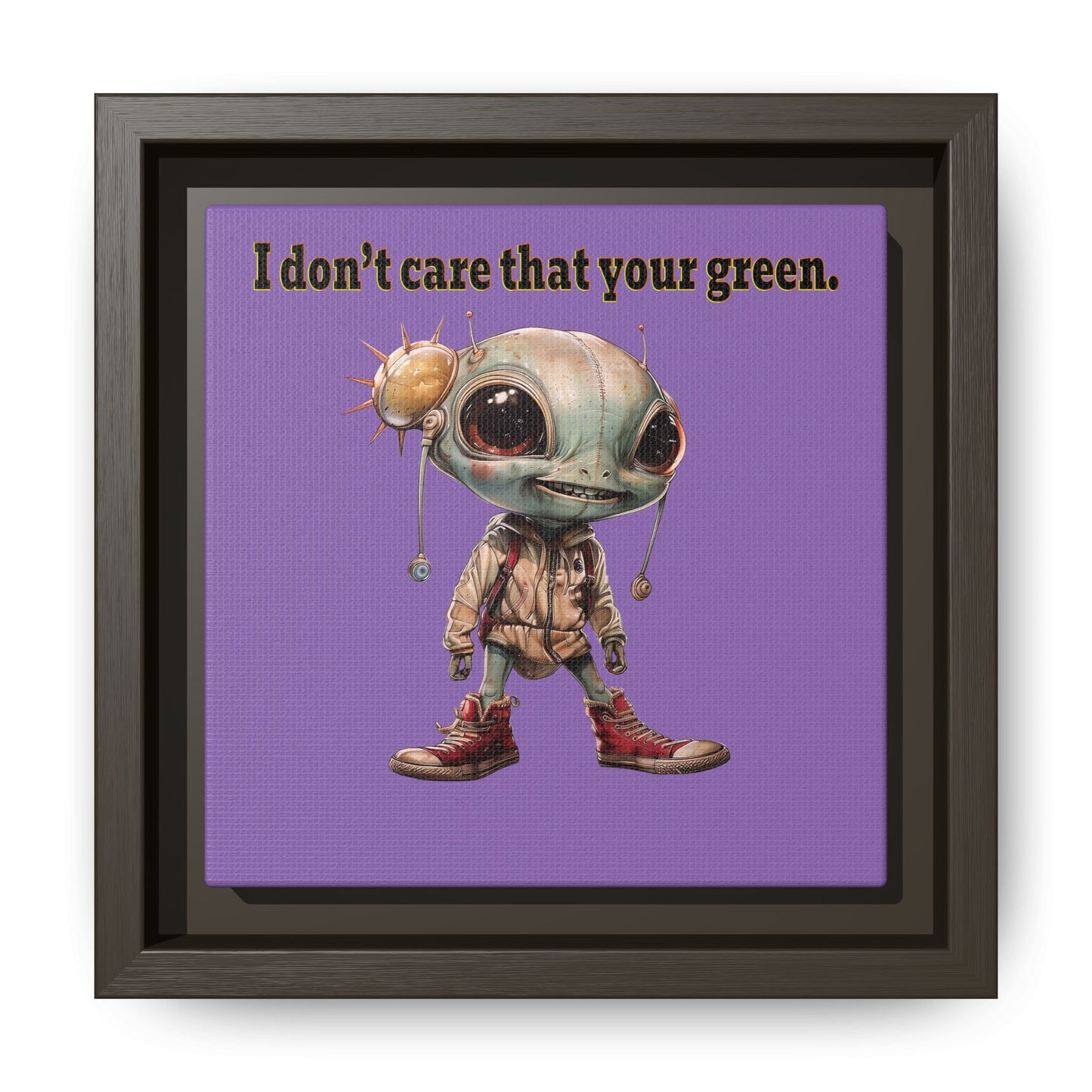 I don't care that your green - framed canvas art (light purple)