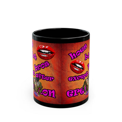 hoes b4 bros - Black Mug (burnt orange)