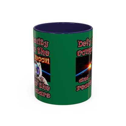 defy conquer reach - Accent Mug (dark green)
