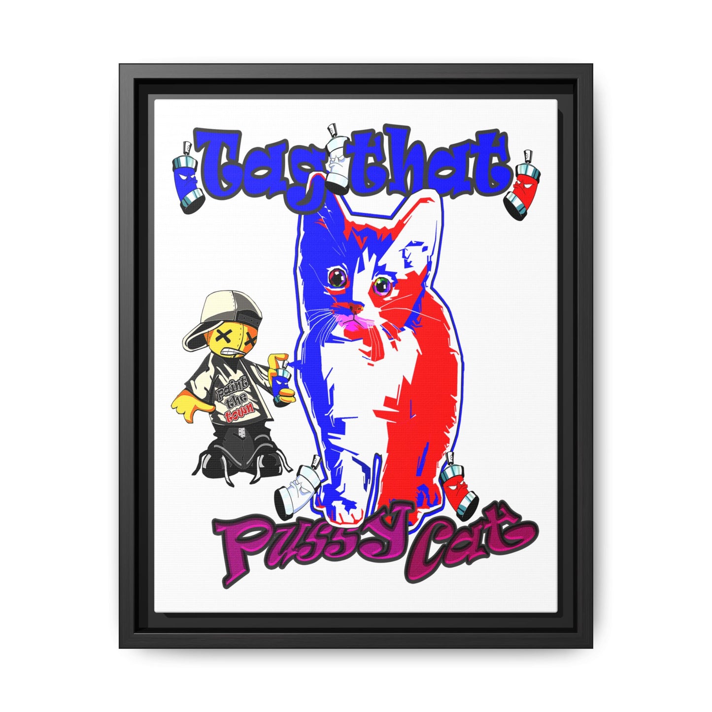 tag that - framed canvas art (white)