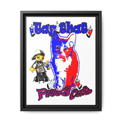 tag that - framed canvas art (white)