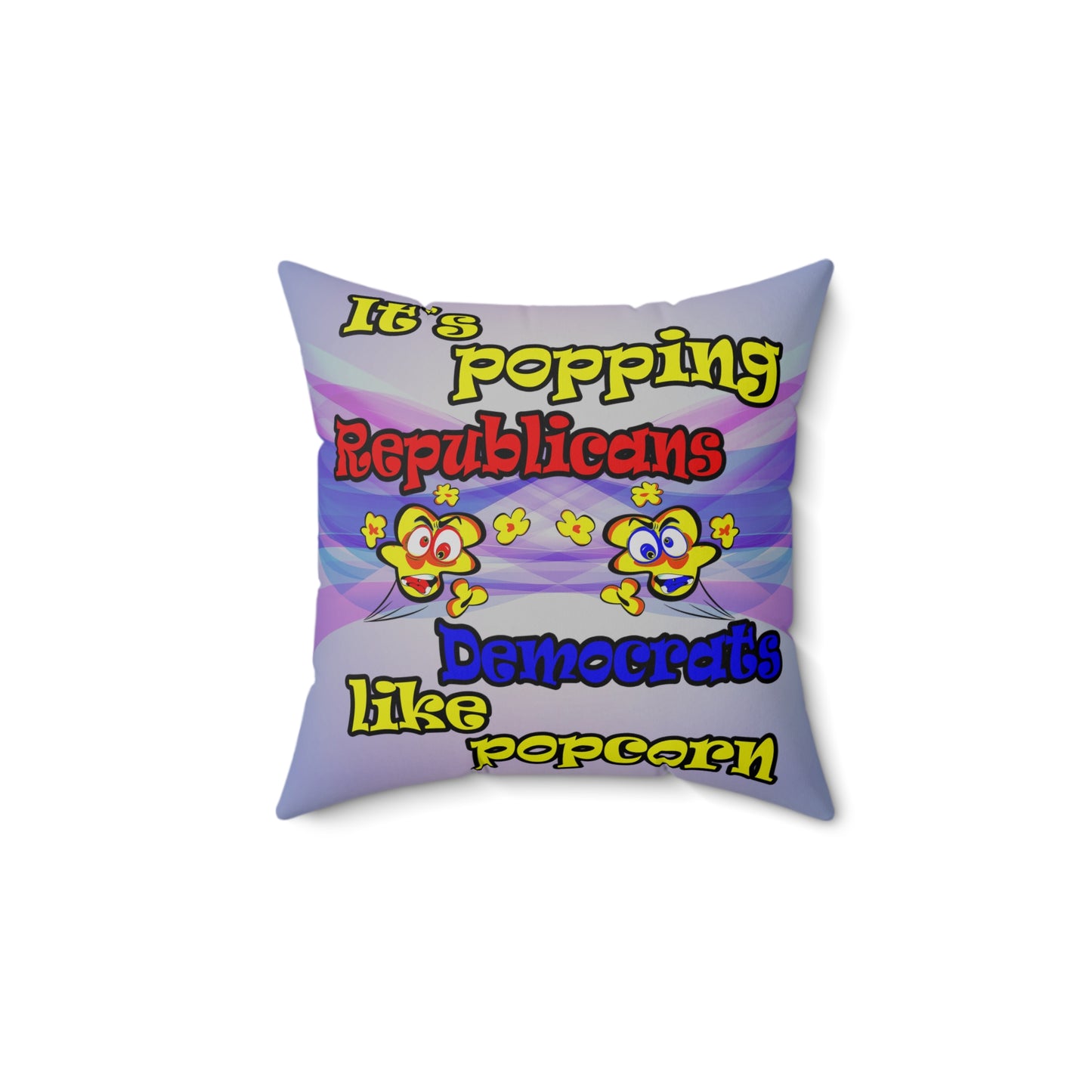 popping like popcorn - Spun Polyester Square Pillow - (light blue-pink wave)