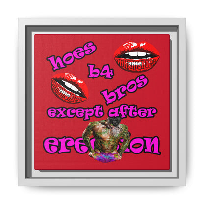 hoes b4 bros - framed canvas art (dark red)