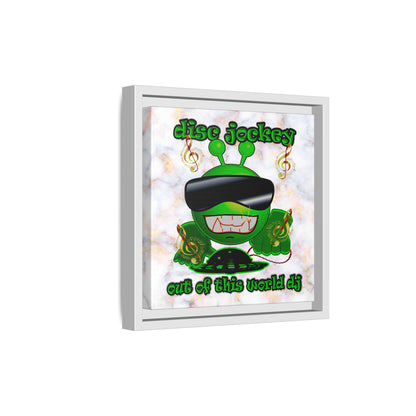disc jockey - framed canvas art (white marble)