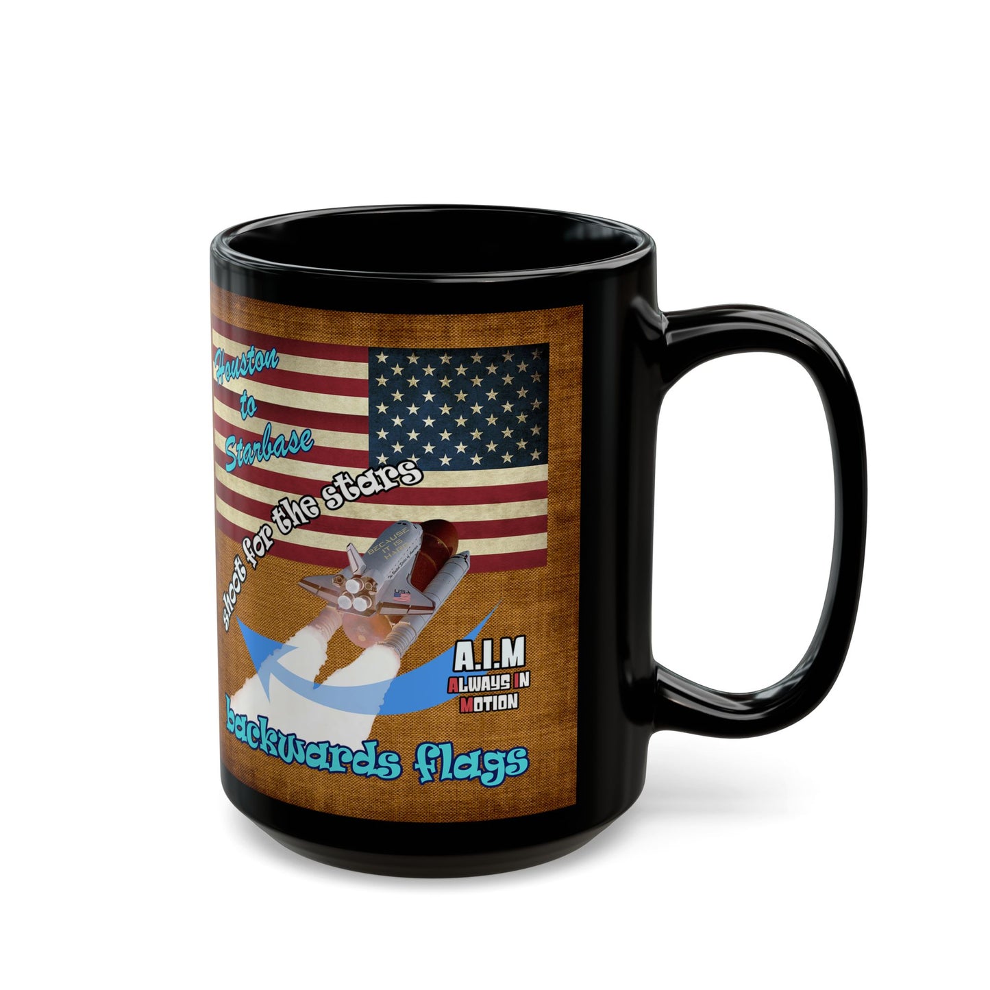 shoot for the stars - Black Mug (brown papyrus)