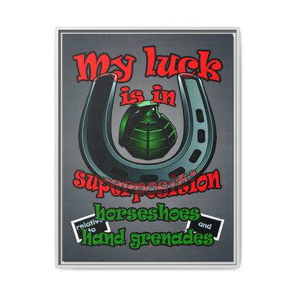 my luck - framed canvas art (grey-light grey)