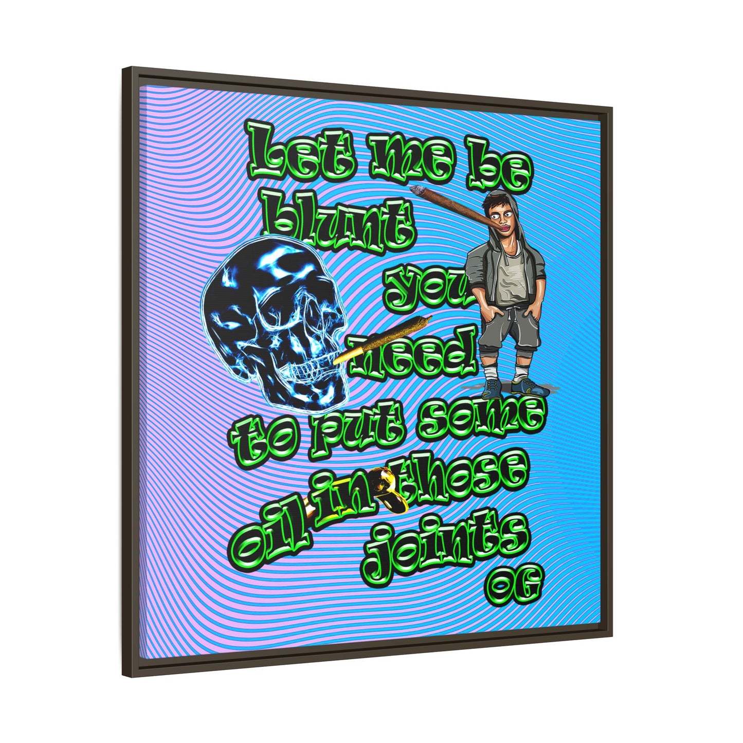 og - framed canvas art (light blue-purple wave)