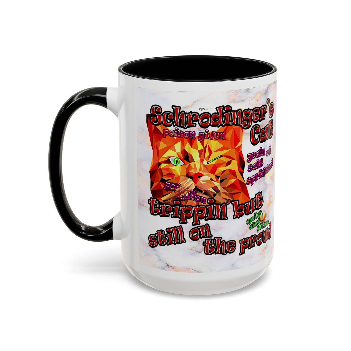 schrodinger's cat - Accent Mug (white marble)