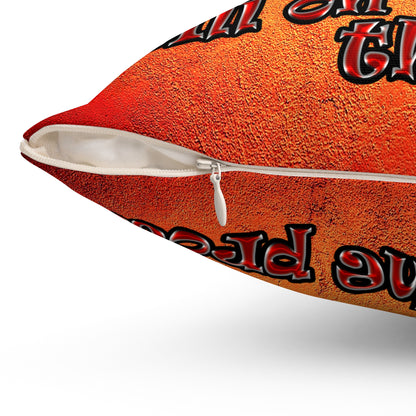 schrodinger's cat - Spun Polyester Square Pillow - (burnt orange)