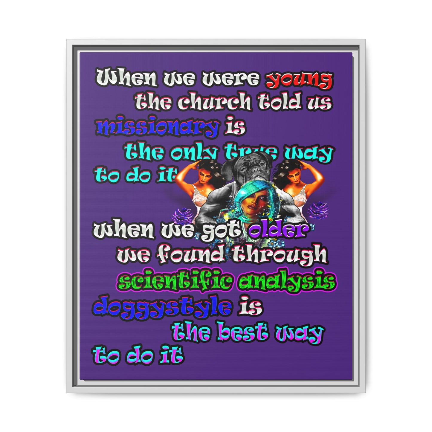 doggystyle - framed canvas art (purple)