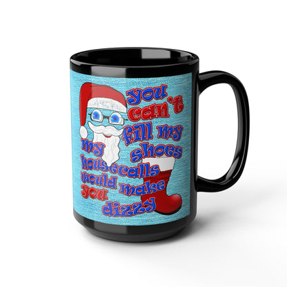 santa's shoes - Black Mug (faded dark blue)
