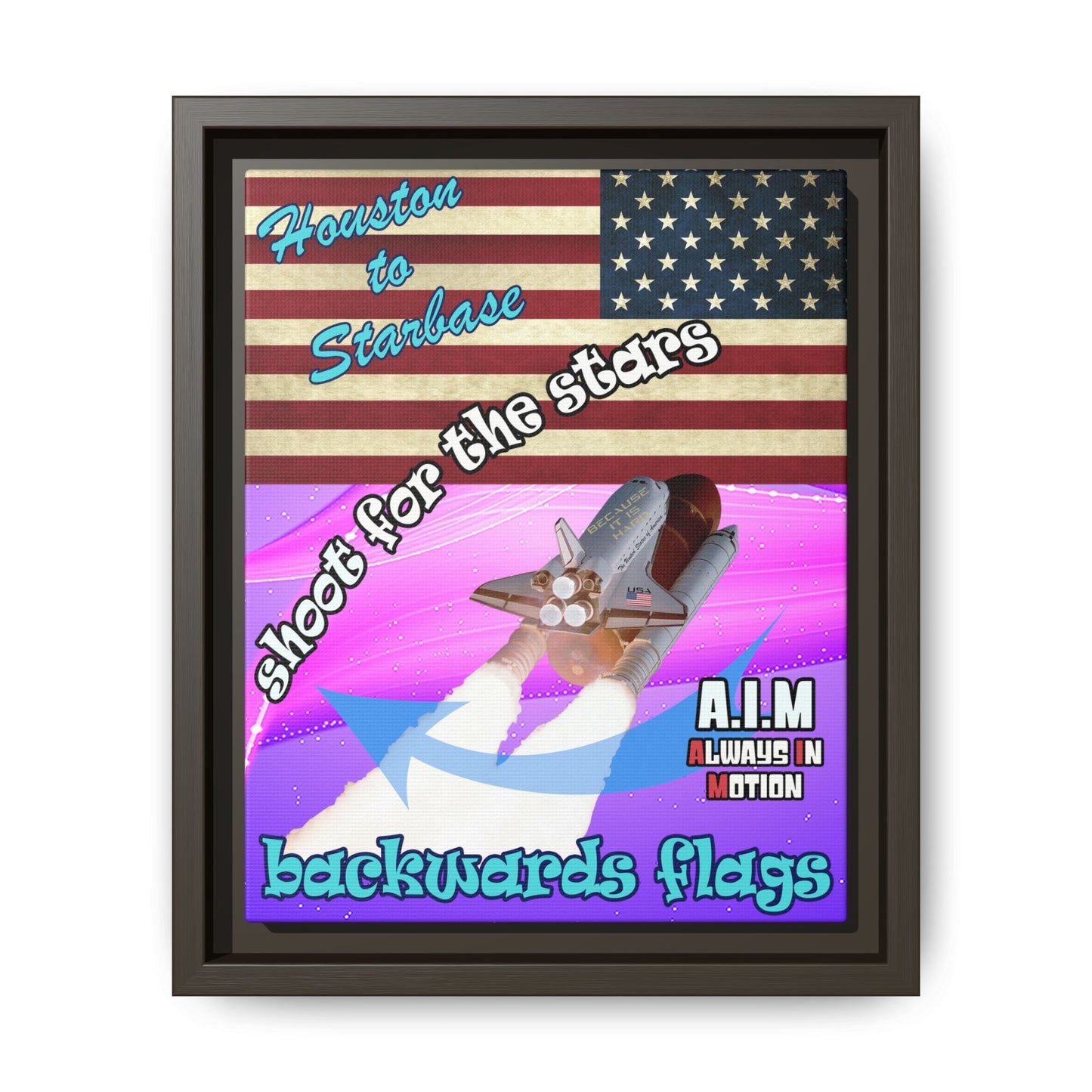 shoot for the stars - framed canvas art (purple-pink wave)